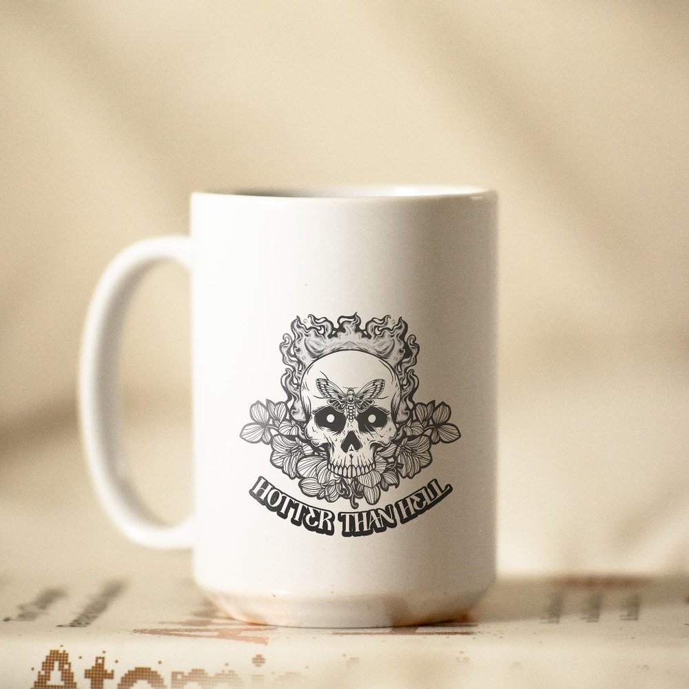 Hotter than Hell Coffee Mug. Halloween Coffee Cup. 15oz Ceramic Mug